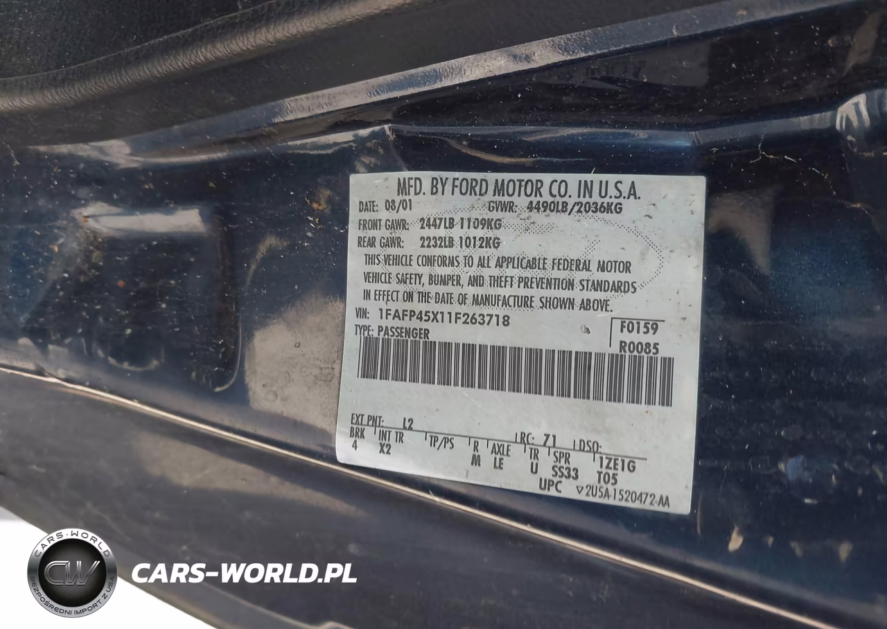 2001 Ford Mustang Gt VIN:1FAFP45X11F263718 - 9