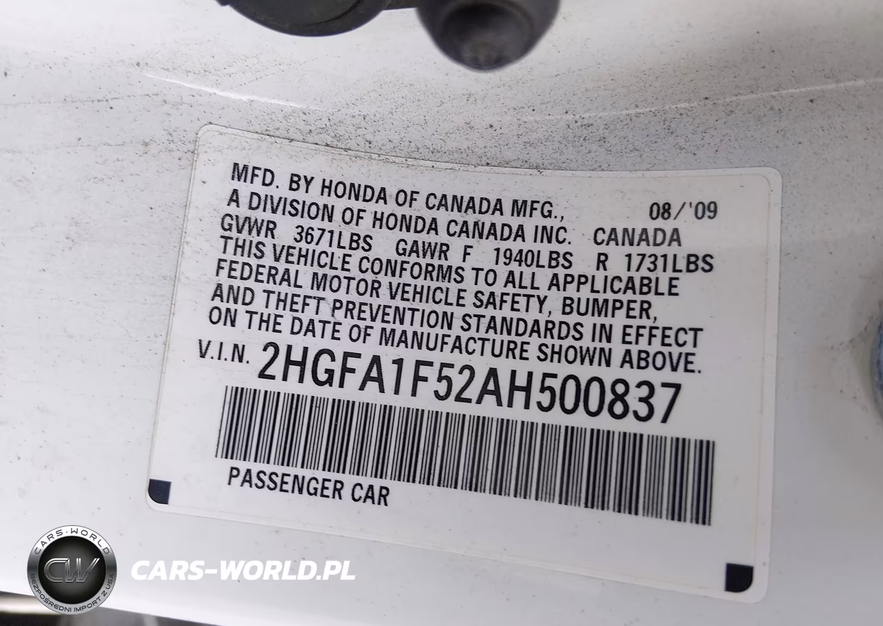 2010 Honda Civic Lx VIN:2HGFA1F52AH500837 - 9