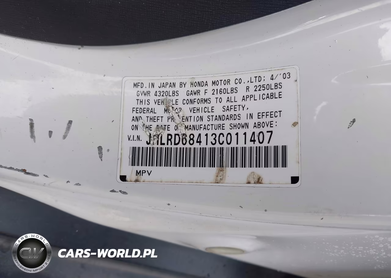 2003 Honda Cr-V Lx VIN:JHLRD68413C011407 - 9