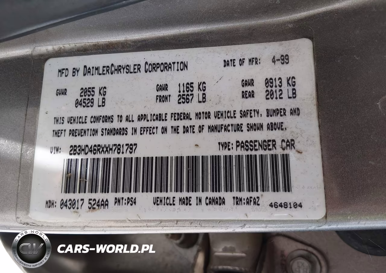 1999 Dodge Intrepid VIN:2B3HD46RXXH781797 - 9