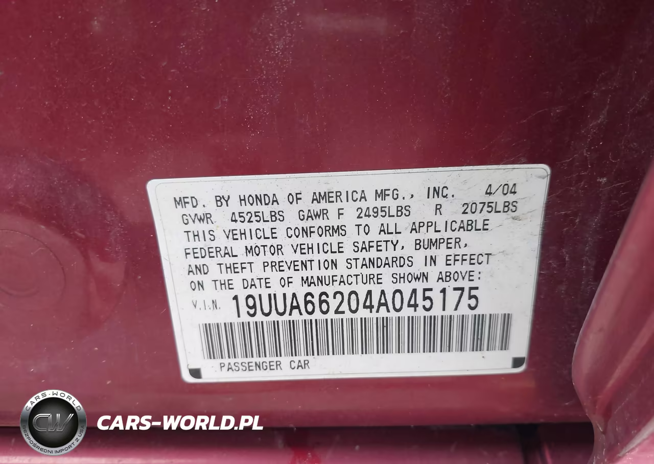 2004 Acura Tl VIN:19UUA66204A045175 - 9