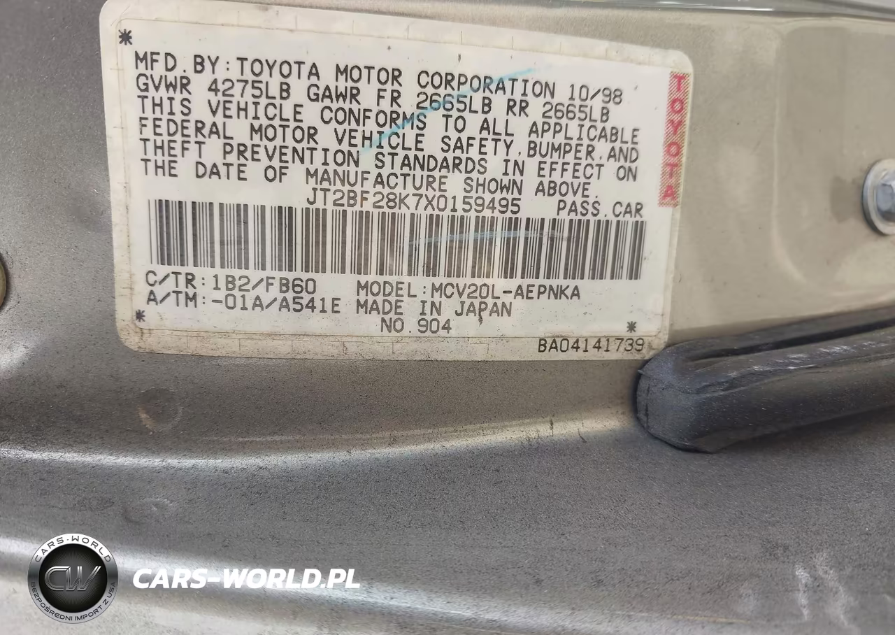 1999 Toyota Camry Le V6 VIN:JT2BF28K7X0159495 - 9