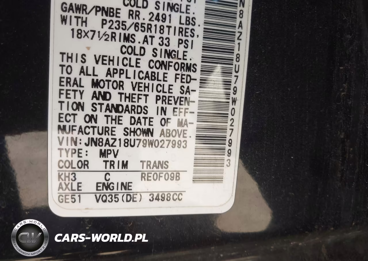 2009 Nissan Murano Sl VIN:JN8AZ18U79W027993 - 9
