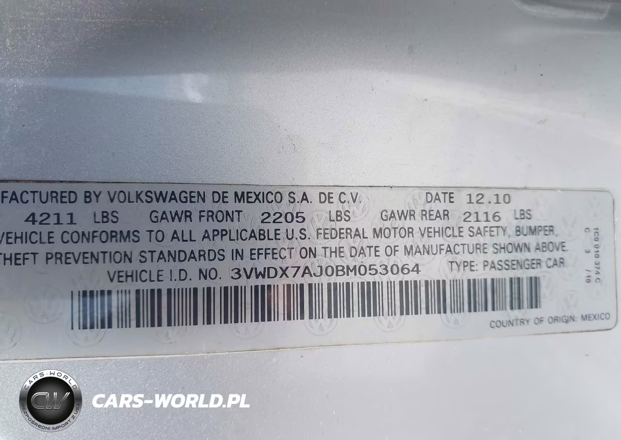 2011 Volkswagen Jetta 2.5L Se VIN:3VWDX7AJ0BM053064 - 9