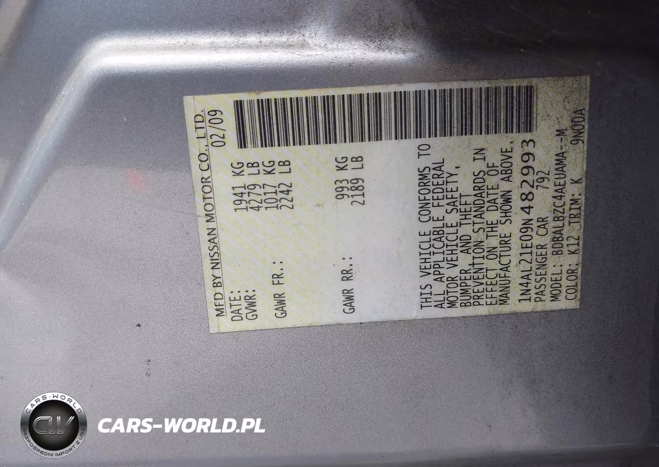2009 Nissan Altima 2.5 S VIN:1N4AL21E09N482993 - 9