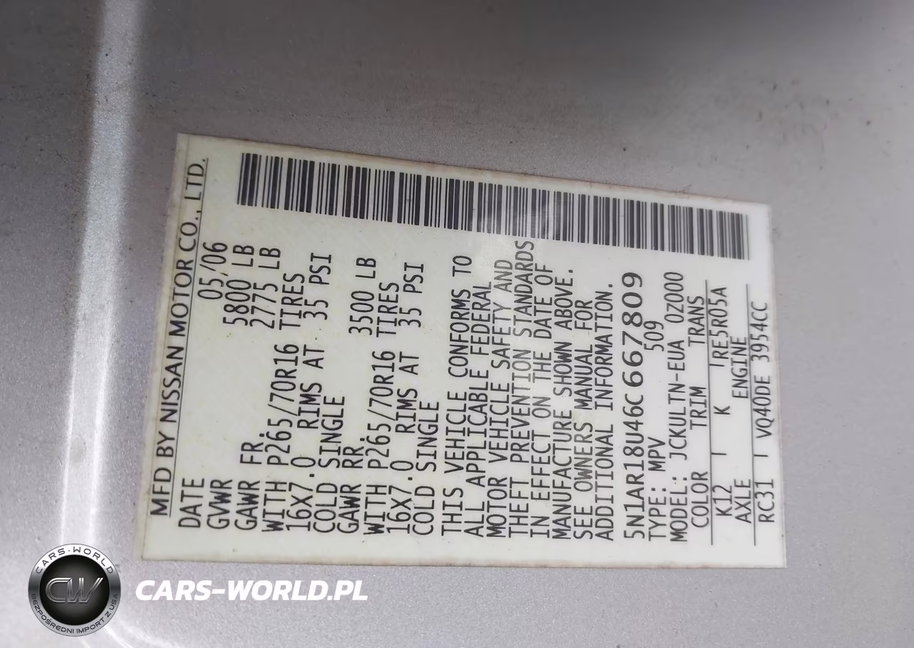 2006 Nissan Pathfinder Se VIN:5N1AR18U46C667809 - 9