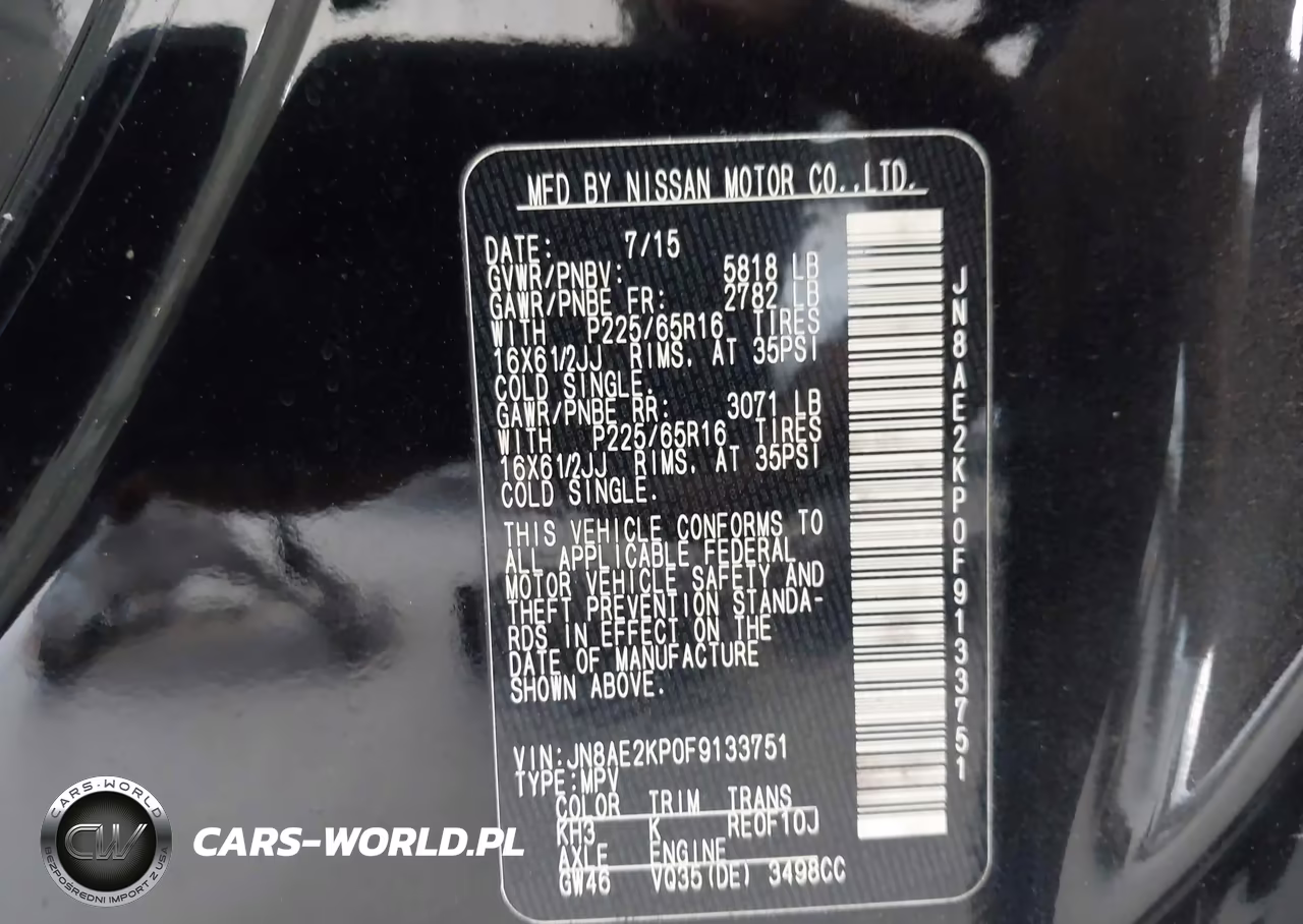 2015 Nissan Quest S VIN:JN8AE2KP0F9133751 - 9