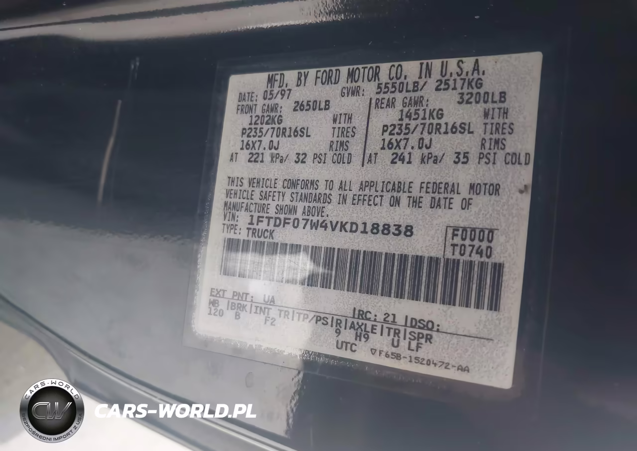 1997 Ford F-150 Lariat-Xl-Xlt VIN:1FTDF07W4VKD18838 - 9