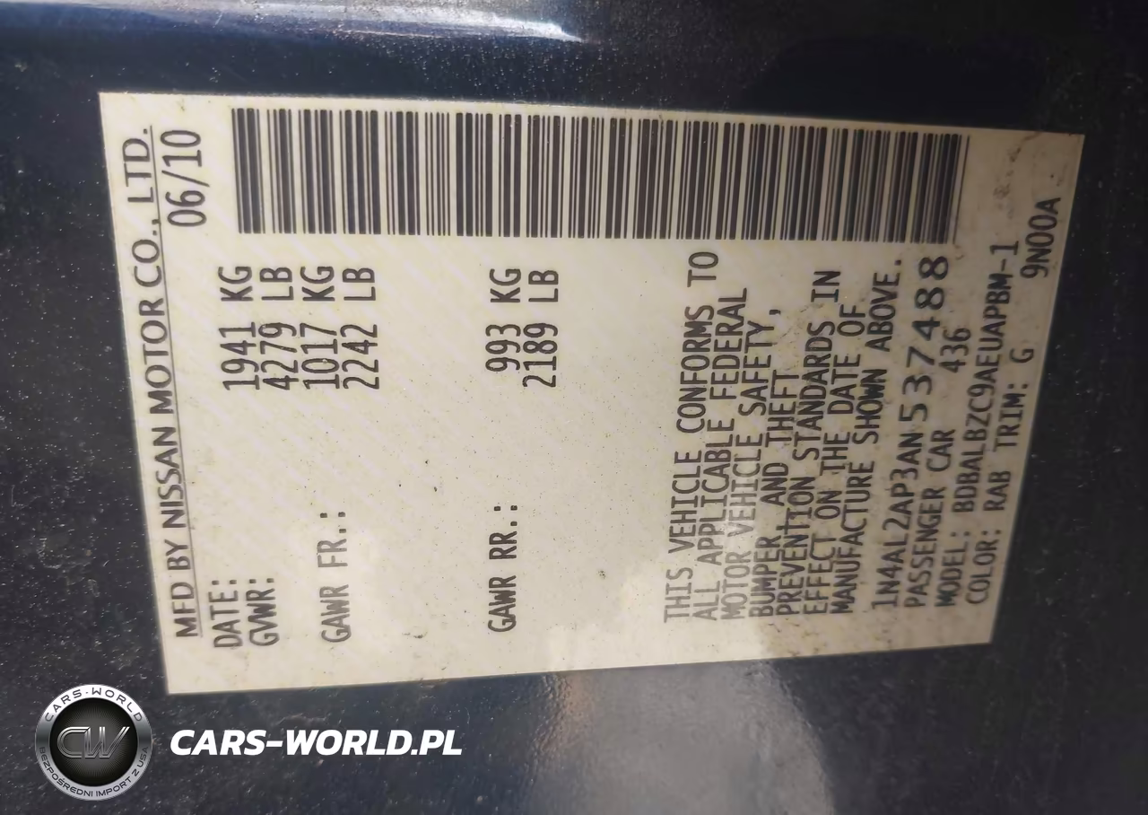 2010 Nissan Altima 2.5 S VIN:1N4AL2AP3AN537488 - 9
