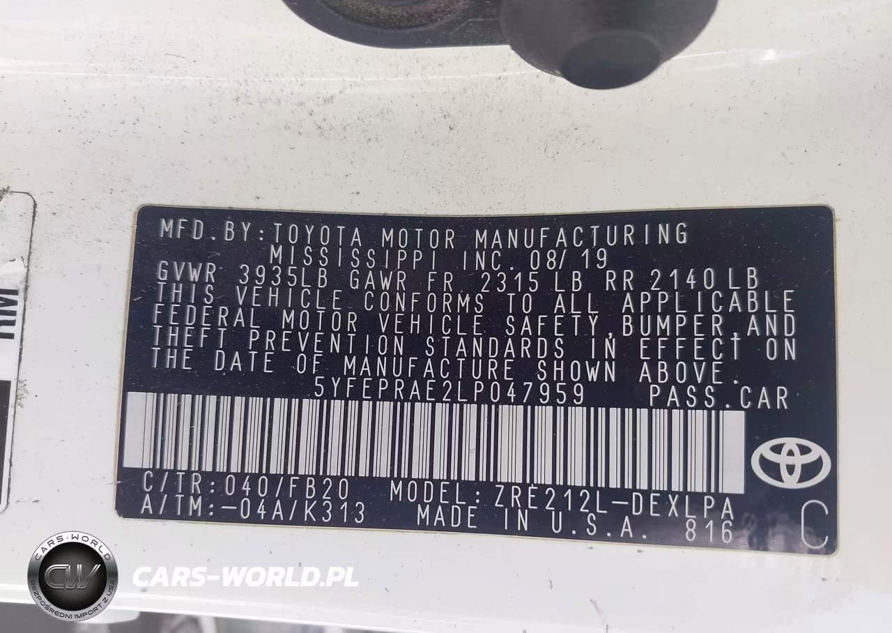 2020 Toyota Corolla Le VIN:5YFEPRAE2LP047959 - 9