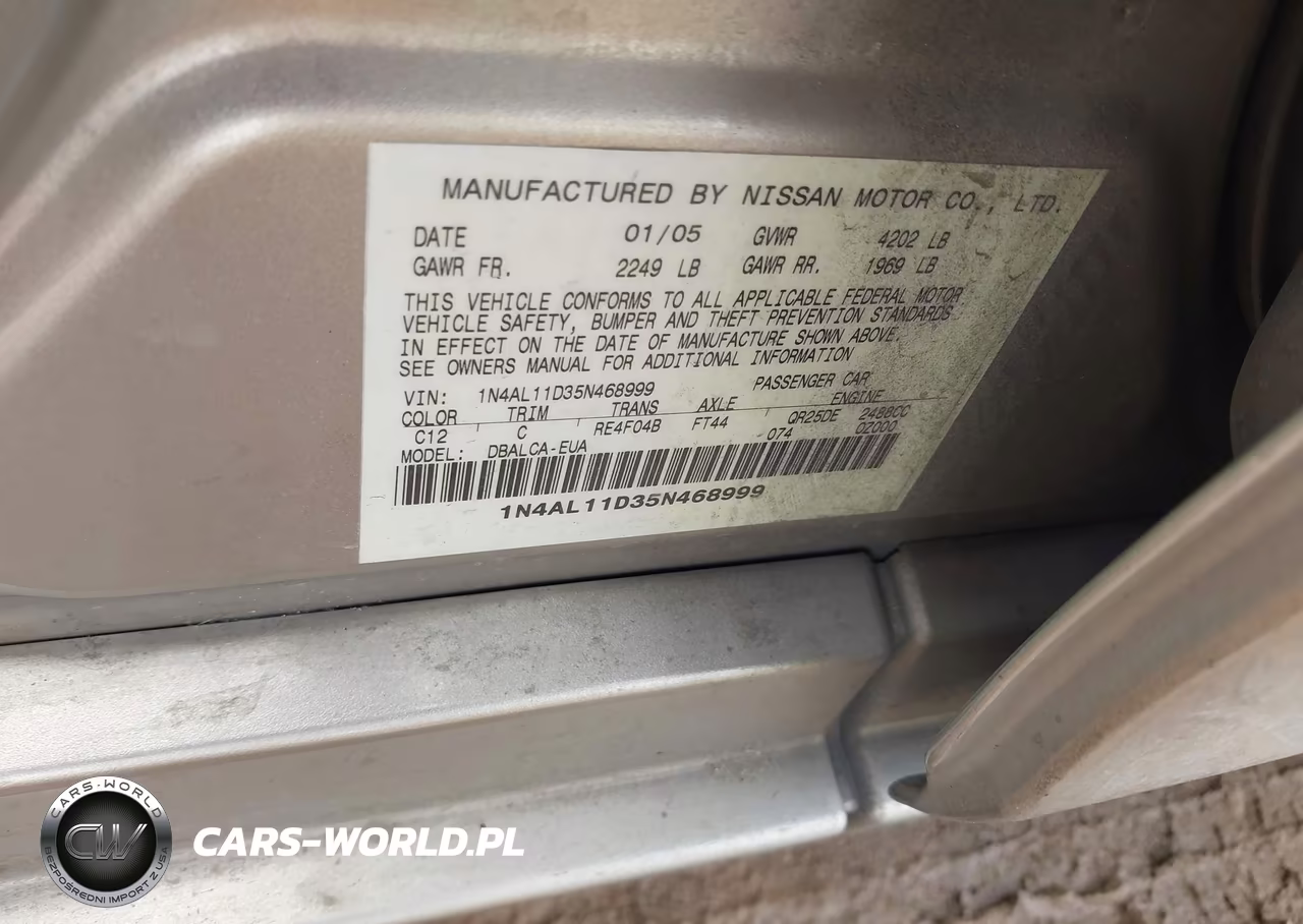 2005 Nissan Altima 2.5 S VIN:1N4AL11D35N468999 - 9
