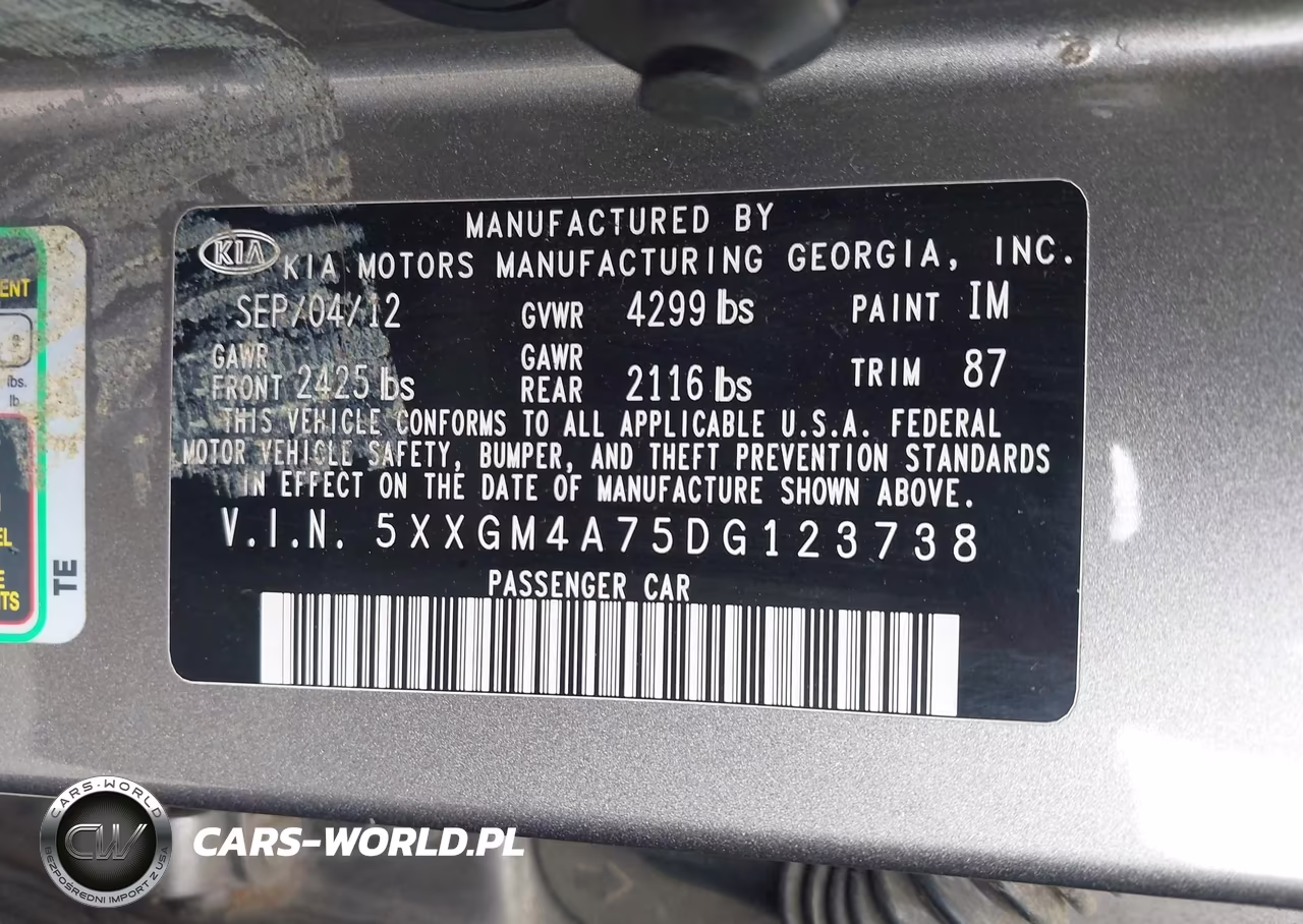 2013 Kia Optima Lx VIN:5XXGM4A75DG123738 - 9