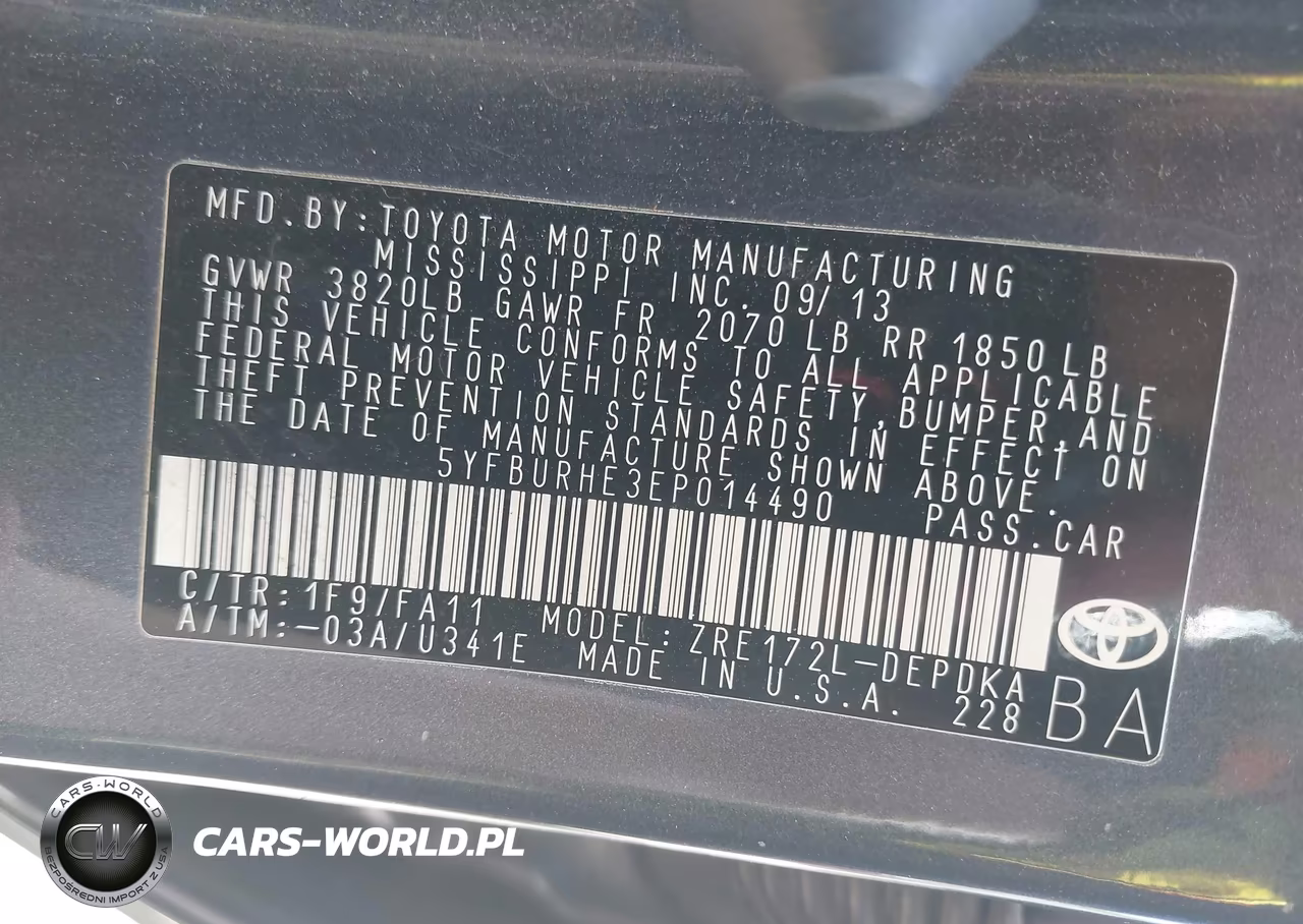 2014 Toyota Corolla L VIN:5YFBURHE3EP014490 - 9