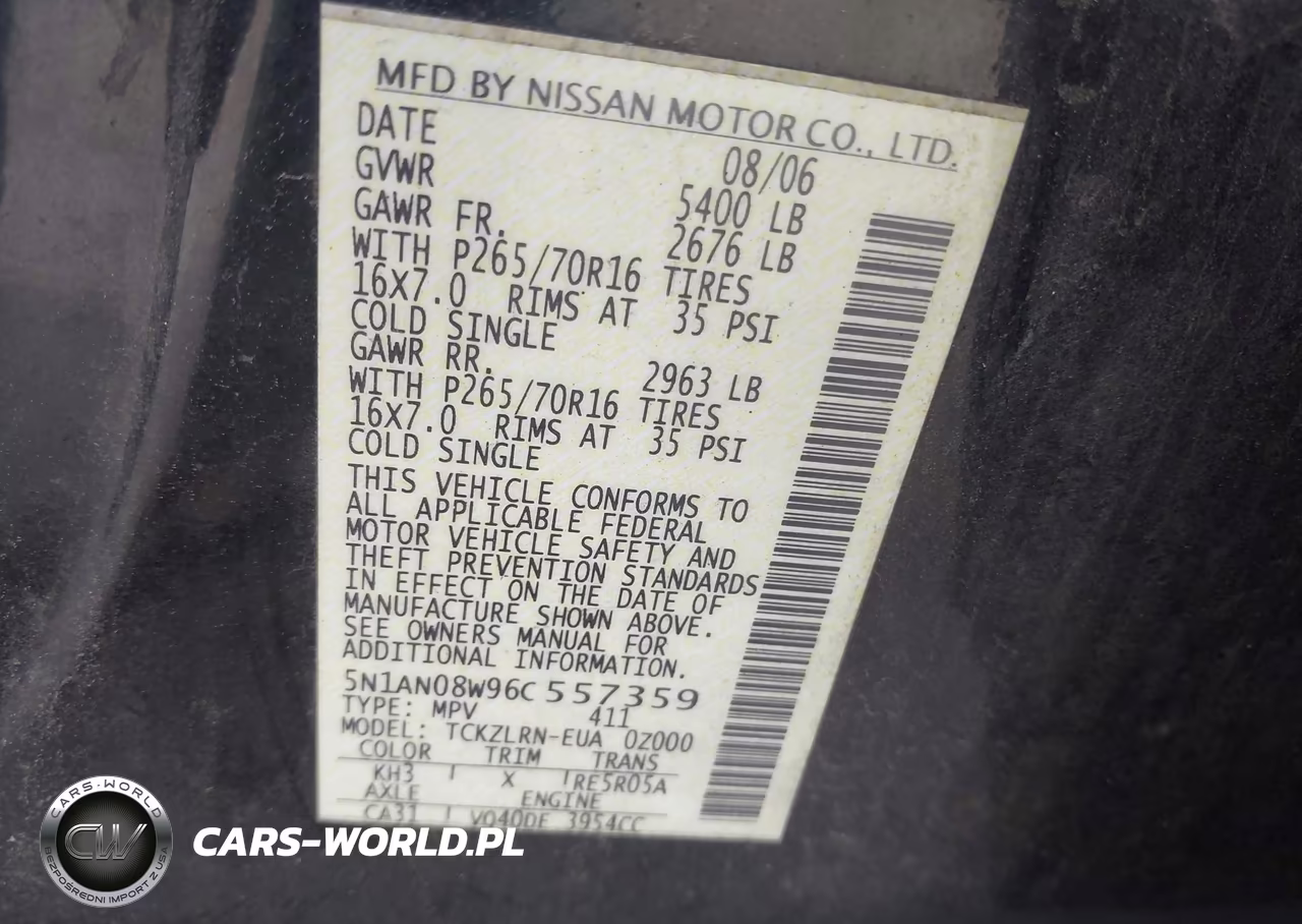 2006 Nissan Xterra S VIN:5N1AN08W96C557359 - 9