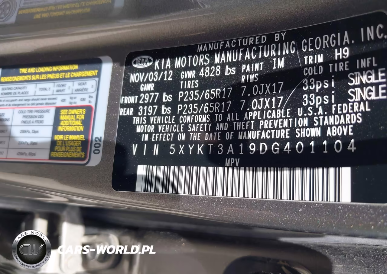 2013 Kia Sorento Lx VIN:5XYKT3A19DG401104 - 9