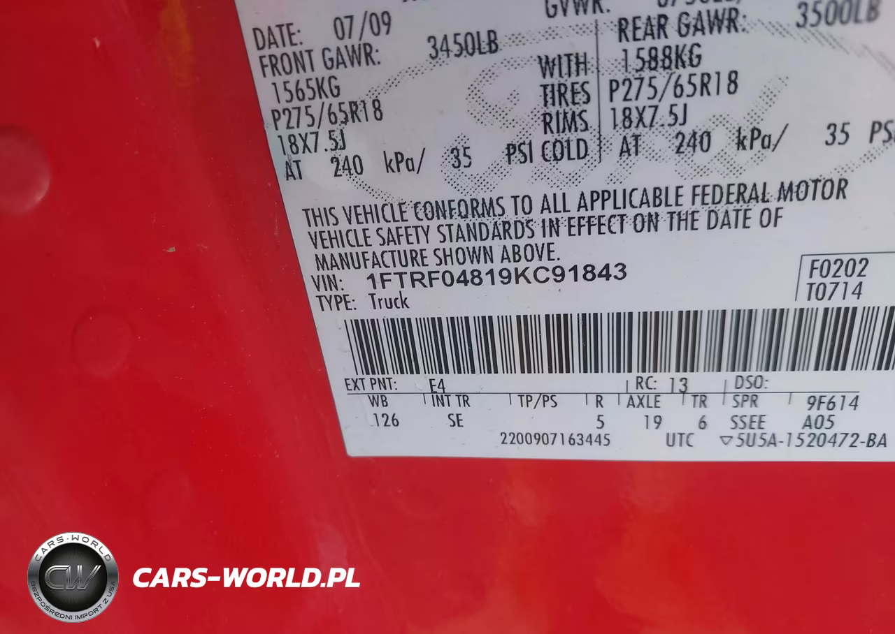 2009 Ford F-150 Stx-Xlt VIN:1FTRF04819KC91843 - 9