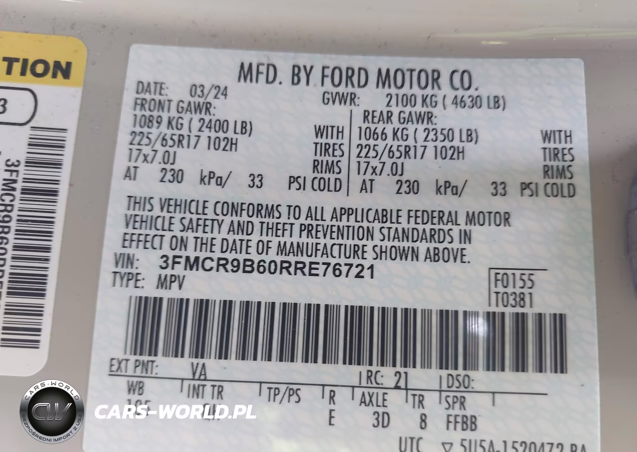 2024 Ford Bronco Sport Big Bend VIN:3FMCR9B60RRE76721 - 9