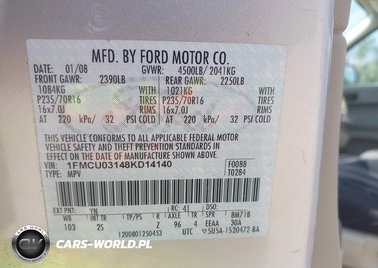 2008 Ford Escape Xlt VIN:1FMCU03148KD14140 - 9