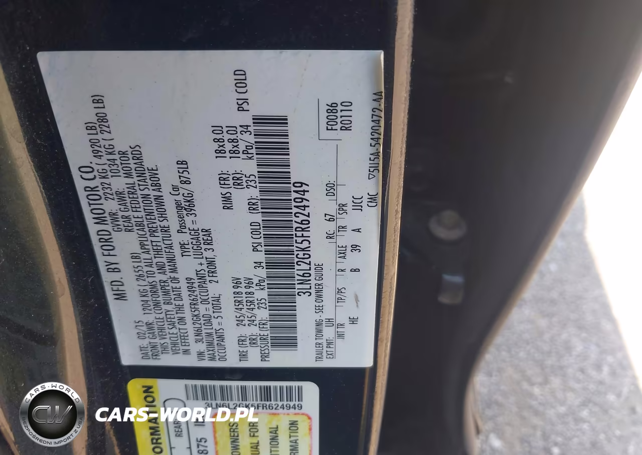 2015 Lincoln Mkz VIN:3LN6L2GK5FR624949 - 9