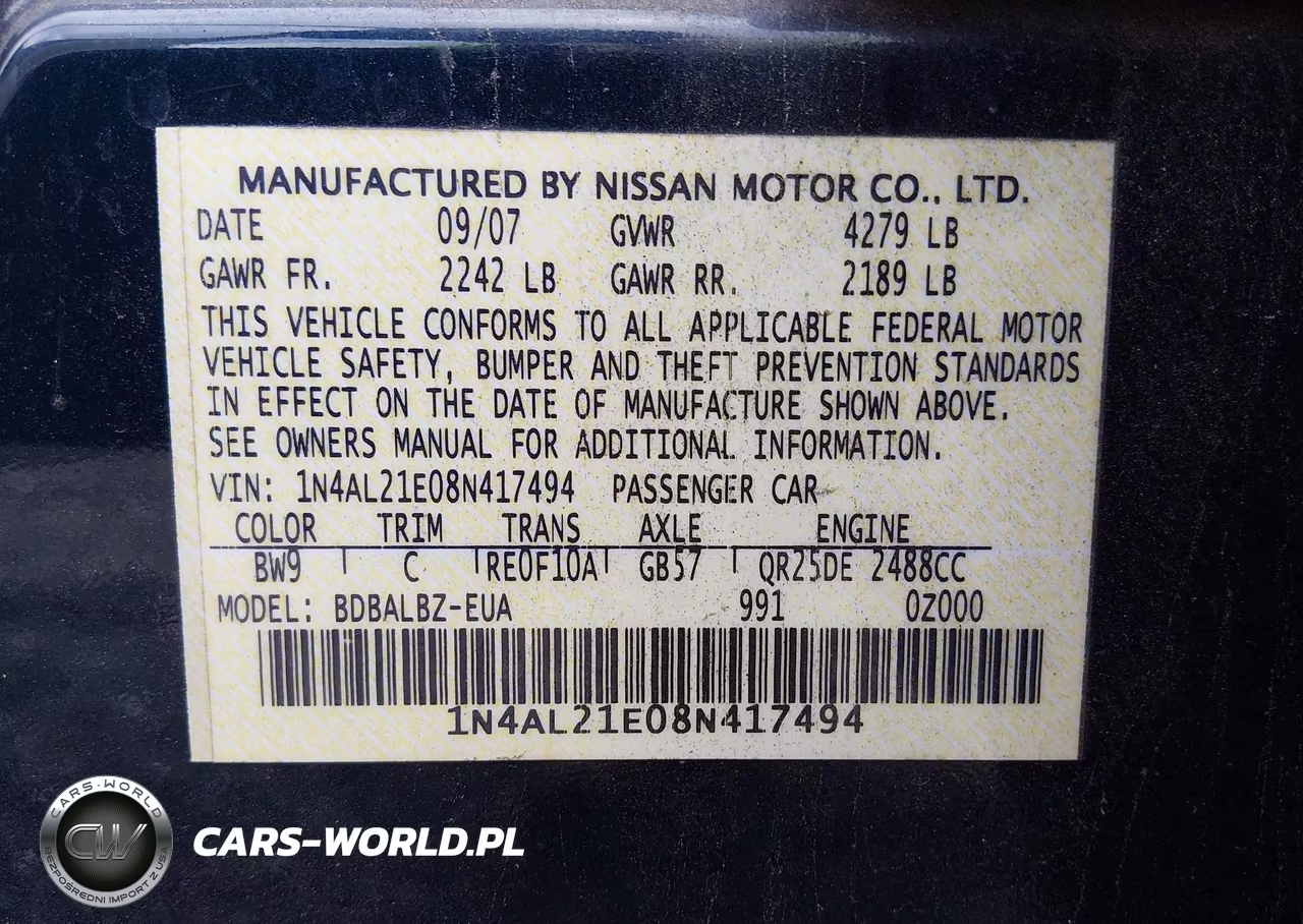 2008 Nissan Altima 2.5 S VIN:1N4AL21E08N417494 - 9