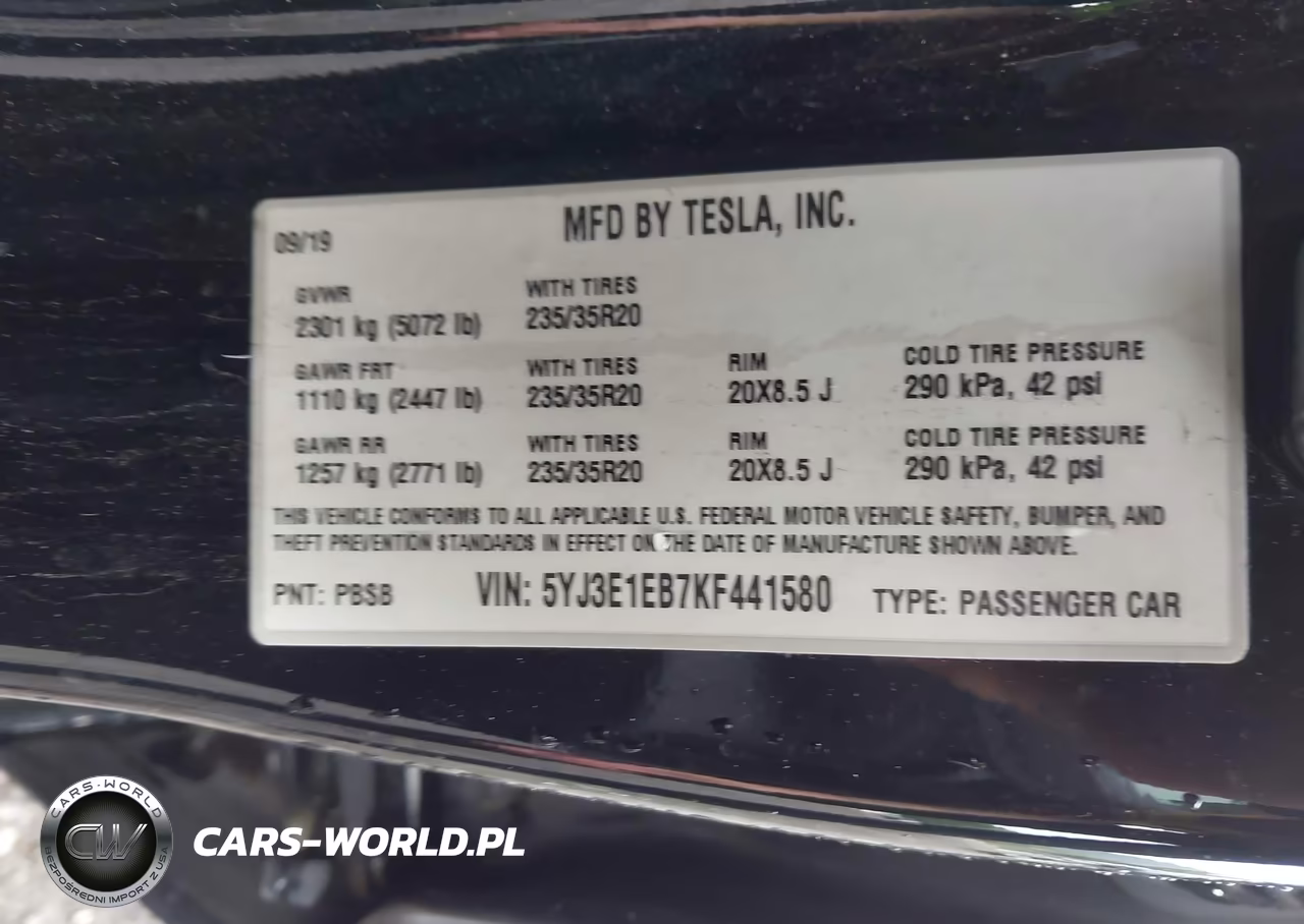 2019 Tesla Model 3 Long Range-Performance VIN:5YJ3E1EB7KF441580 - 8