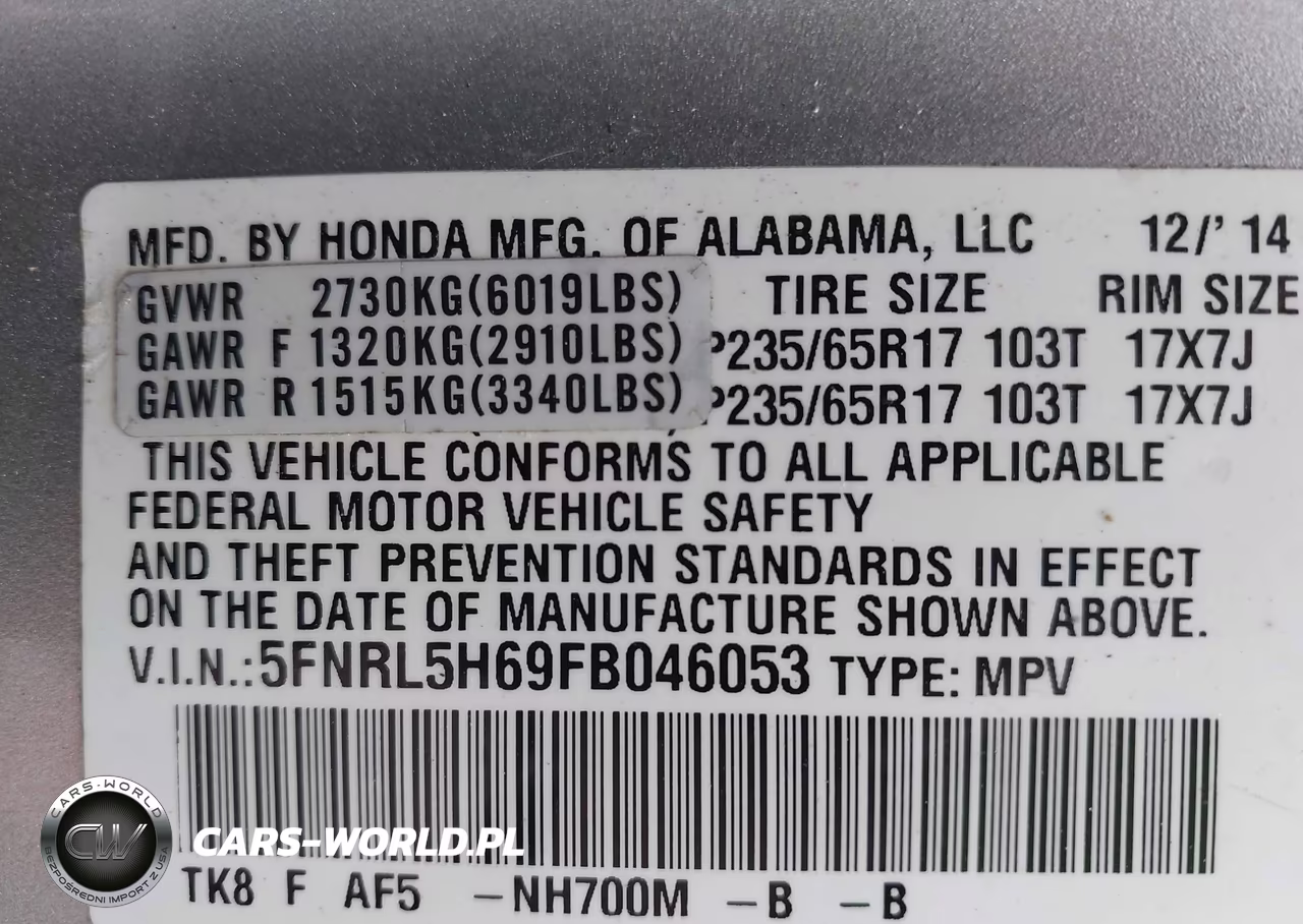 2015 Honda Odyssey Ex-L VIN:5FNRL5H69FB046053 - 9