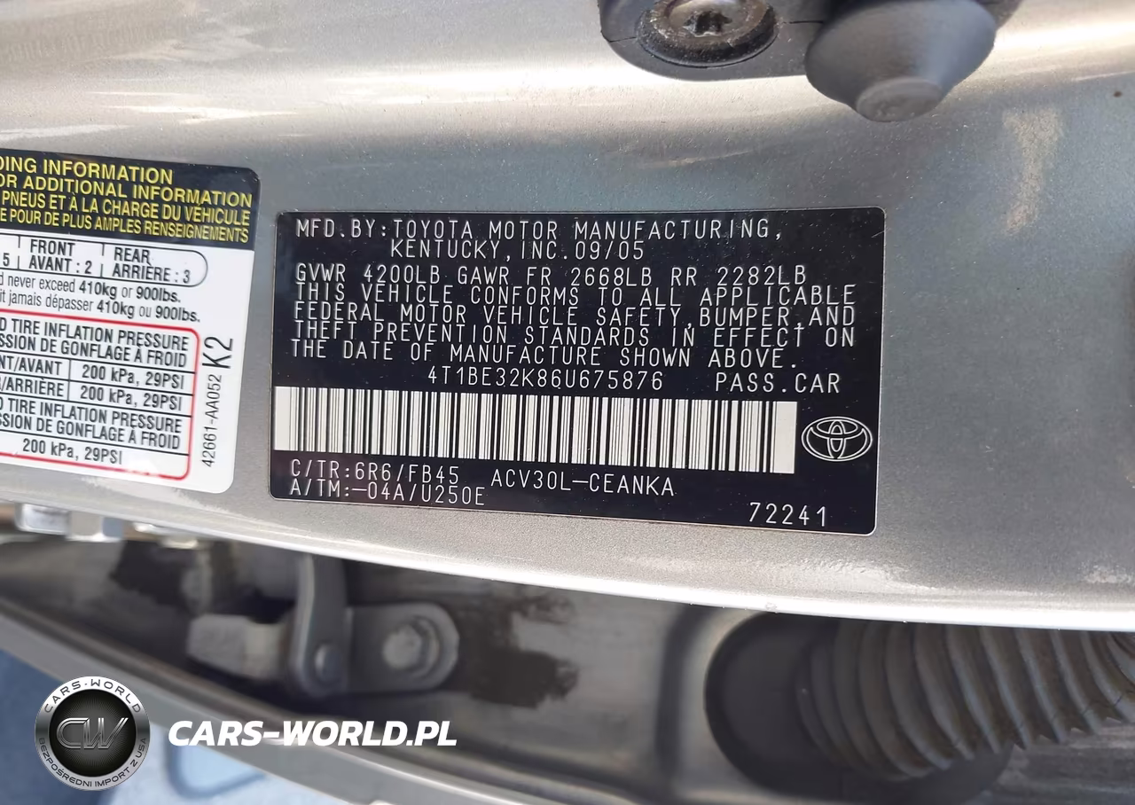 2006 Toyota Camry Le VIN:4T1BE32K86U675876 - 9