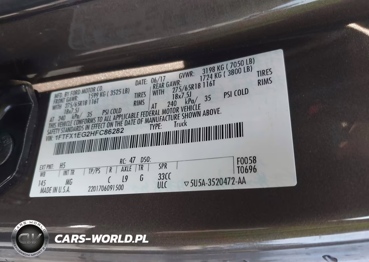 2017 Ford F-150 Xlt VIN:1FTFX1EG2HFC86282 - 9