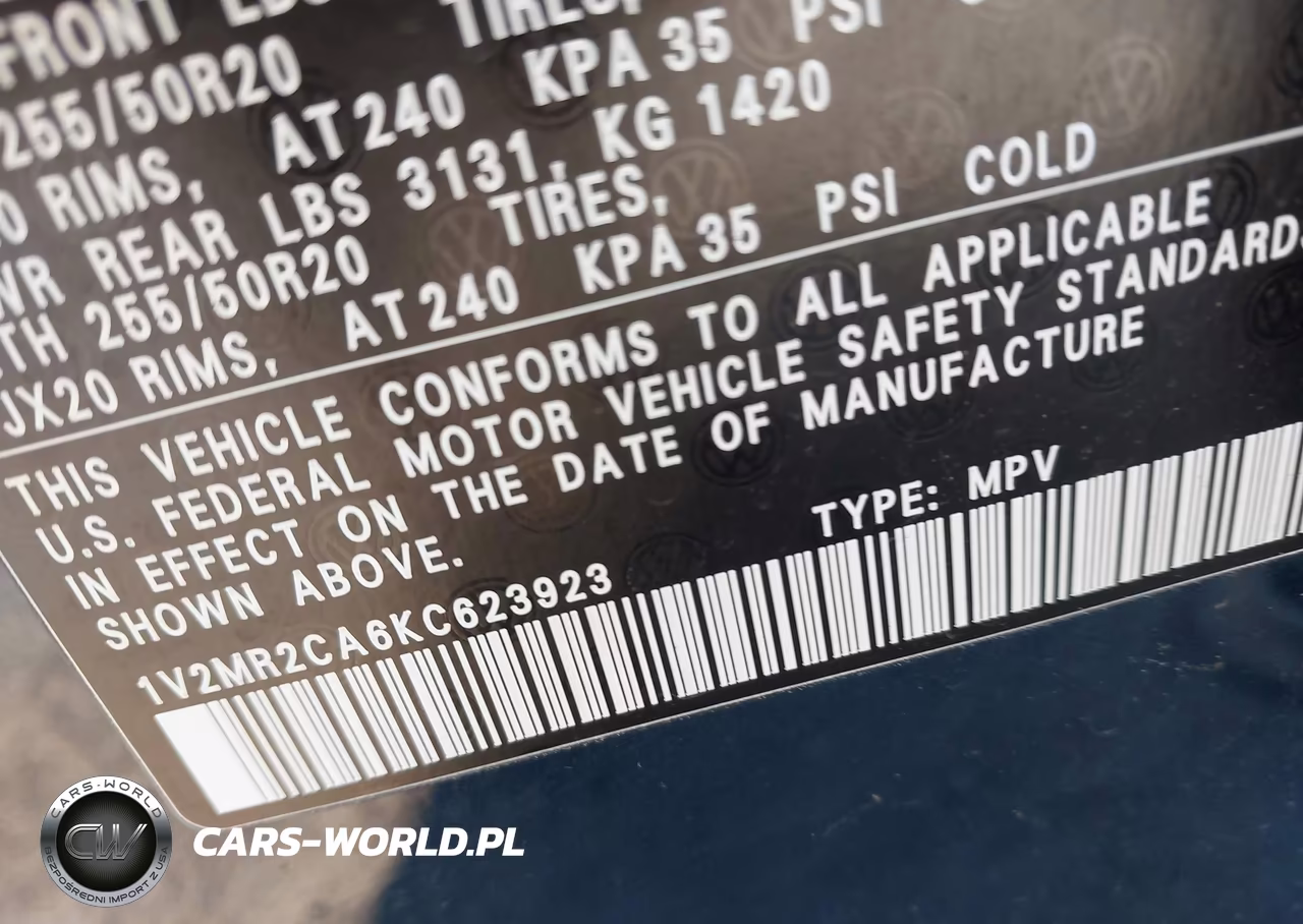 2019 Volkswagen Atlas 3.6L V6 Sel VIN:1V2MR2CA6KC623923 - 9
