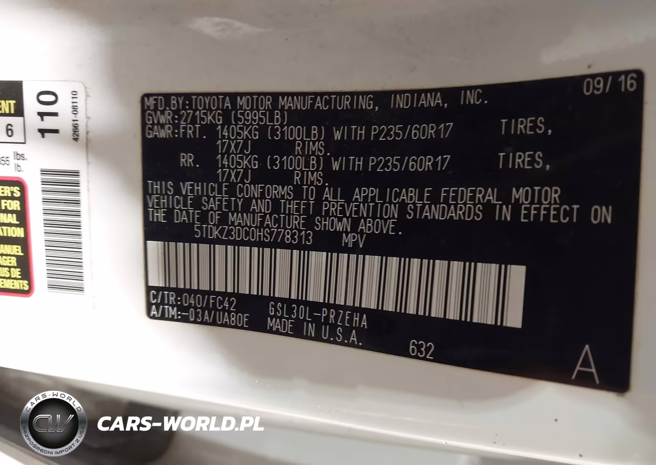 2017 Toyota Sienna Le 8 Passenger VIN:5TDKZ3DC0HS778313 - 9