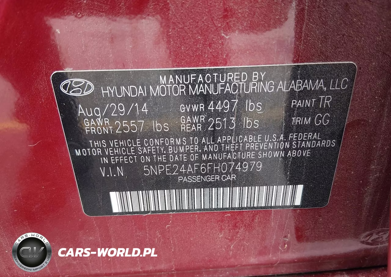 2015 Hyundai Sonata Se VIN:5NPE24AF6FH074979 - 9