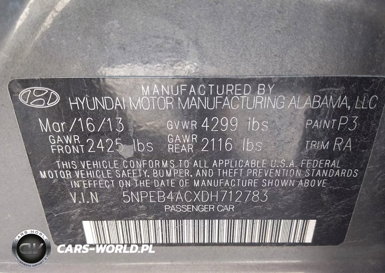 2013 Hyundai Sonata Gls VIN:5NPEB4ACXDH712783 - 9