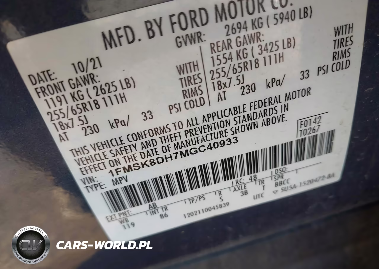 2021 Ford Explorer Xlt VIN:1FMSK8DH7MGC40933 - 9