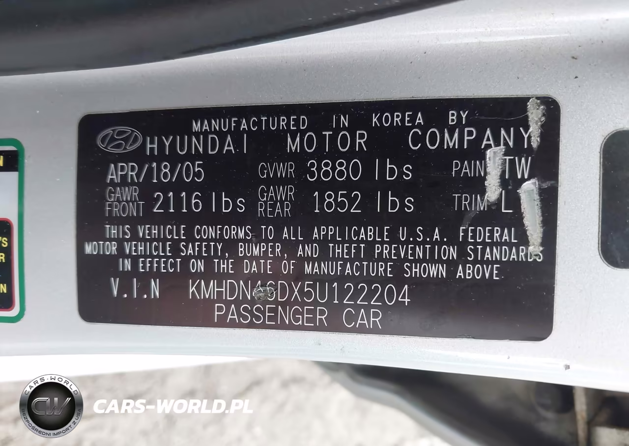 2005 Hyundai Elantra Gls-Gt VIN:KMHDN46DX5U122204 - 9
