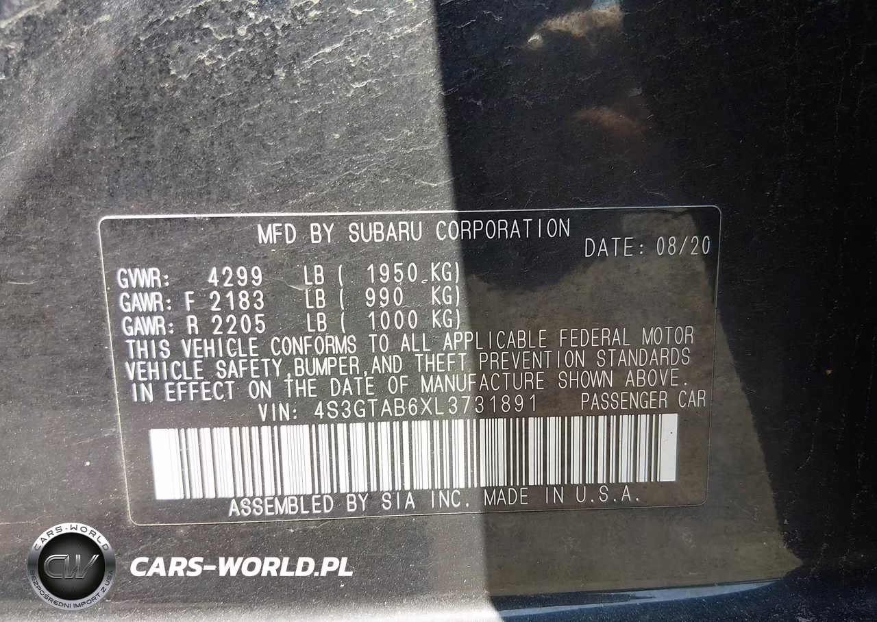 2020 Subaru Impreza 5-Door VIN:4S3GTAB6XL3731891 - 9