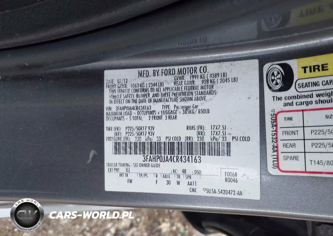 2012 Ford Fusion Sel VIN:3FAHP0JA4CR434163 - 9