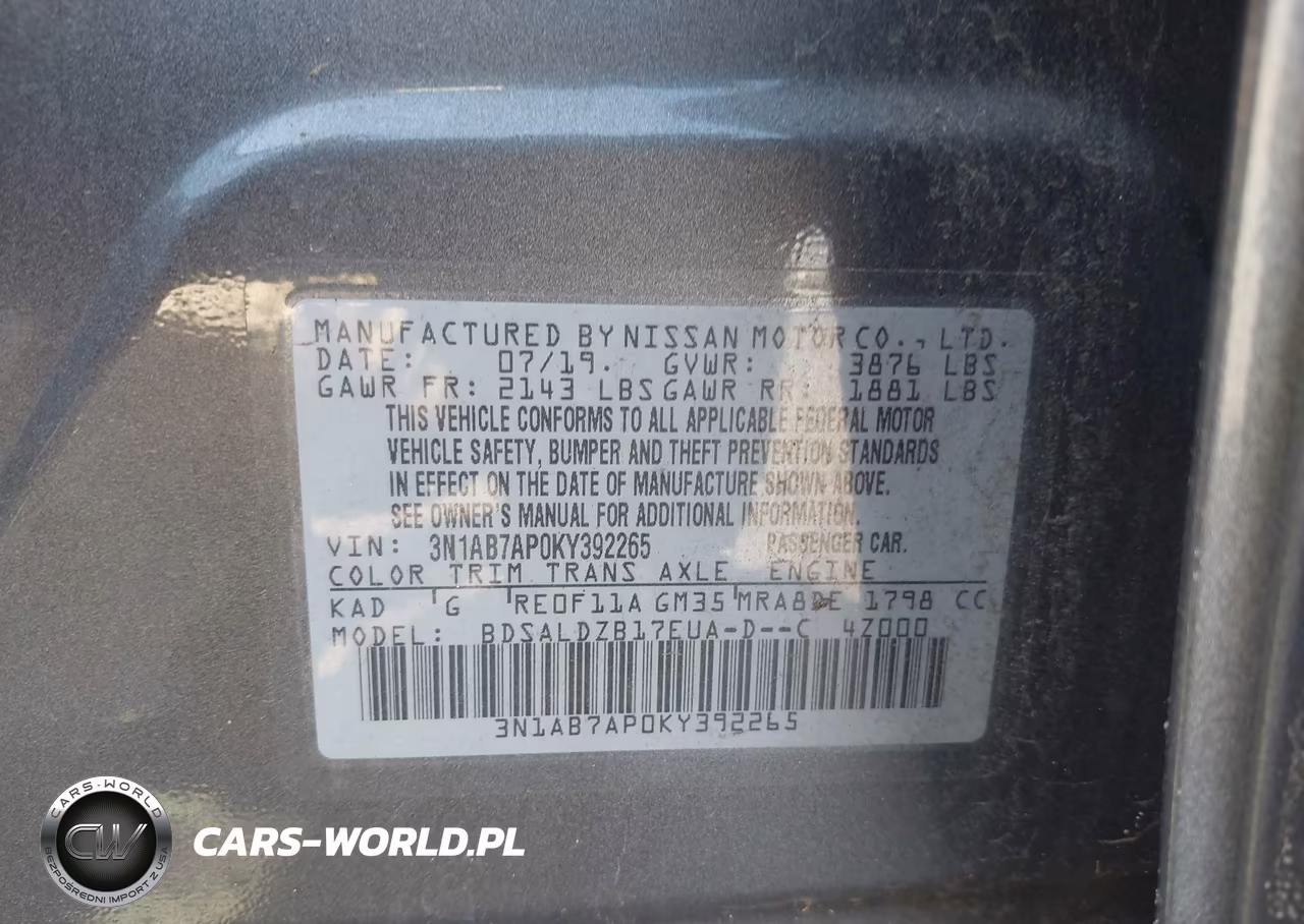 2019 Nissan Sentra Sv VIN:3N1AB7AP0KY392265 - 9