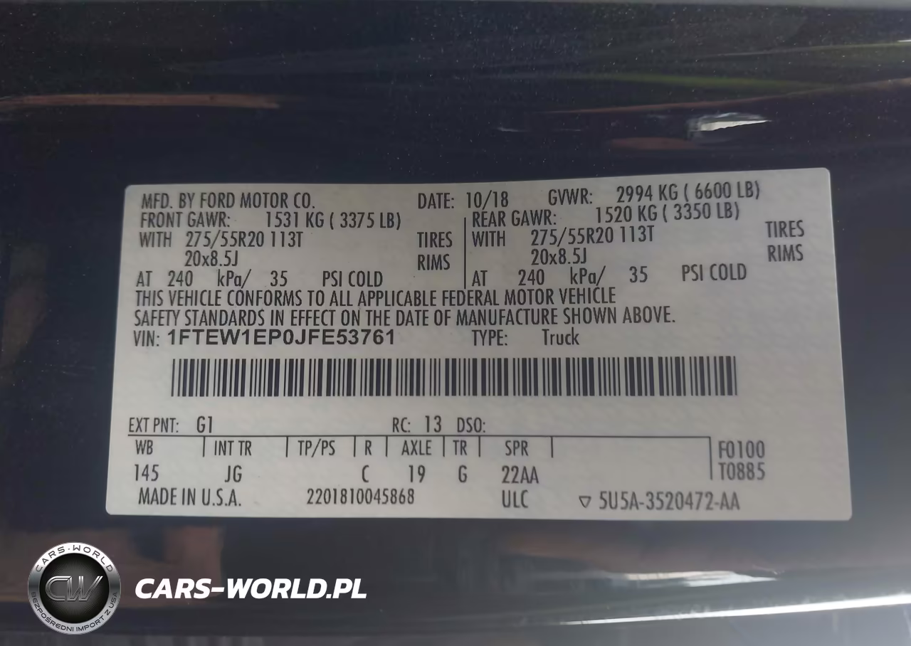 2018 Ford F-150 Xl VIN:1FTEW1EP0JFE53761 - 9