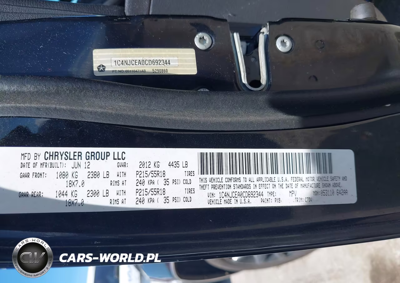 2012 Jeep Compass Latitude VIN:1C4NJCEA0CD692344 - 9