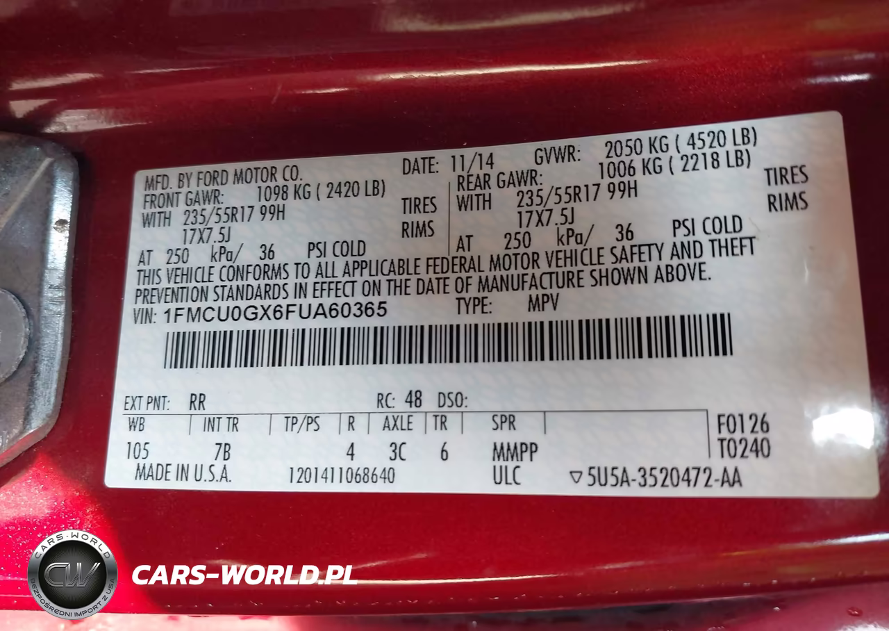 2015 Ford Escape Se VIN:1FMCU0GX6FUA60365 - 9