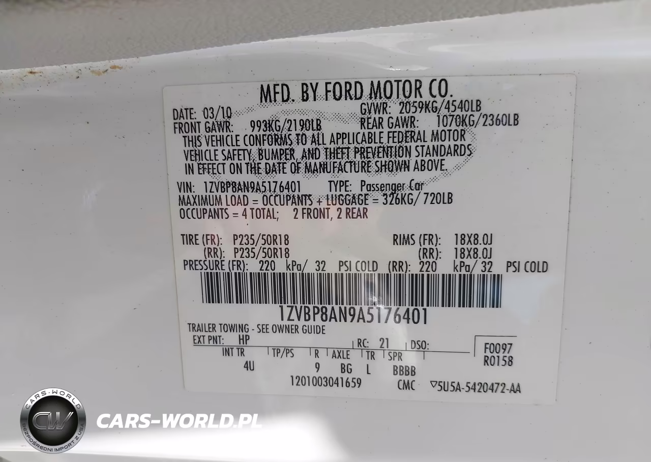 2010 Ford Mustang V6-V6 Premium VIN:1ZVBP8AN9A5176401 - 9