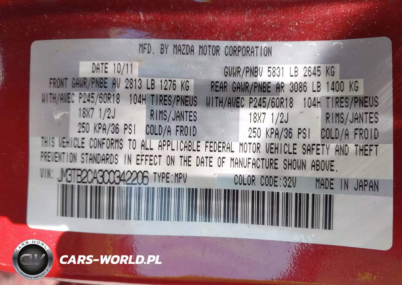 2012 Mazda Cx-9 Touring VIN:JM3TB2CA3C0342206 - 9