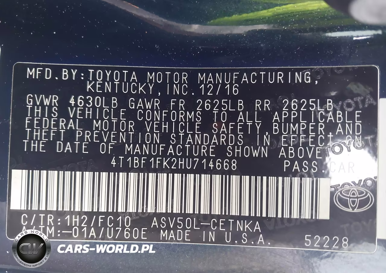 2017 Toyota Camry Le VIN:4T1BF1FK2HU714668 - 9