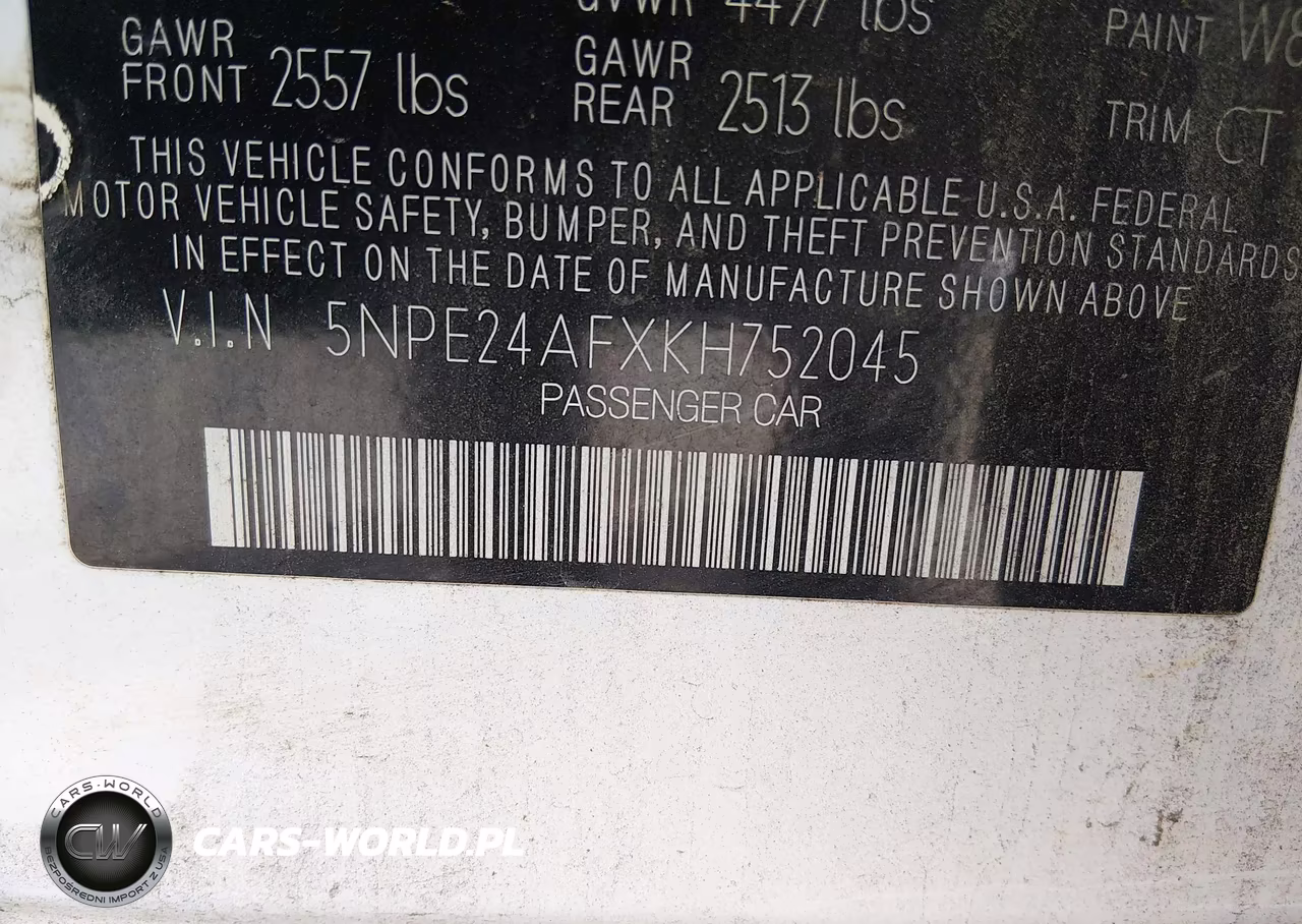 2019 Hyundai Sonata Se VIN:5NPE24AFXKH752045 - 9