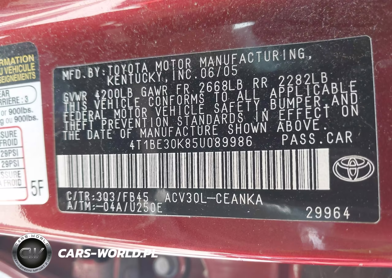 2005 Toyota Camry Le VIN:4T1BE30K85U089986 - 9