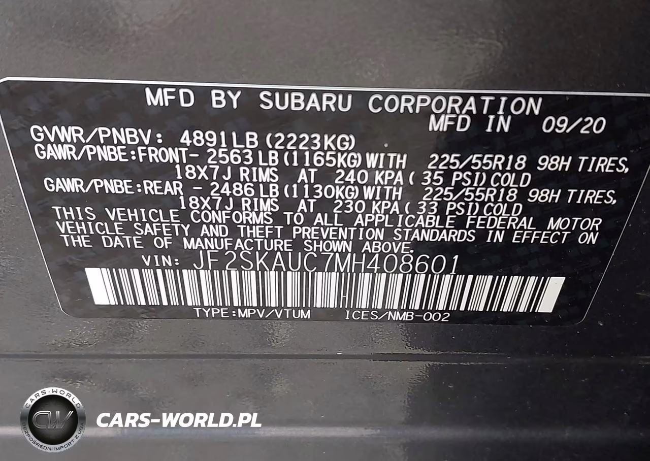 2021 Subaru Forester Limited VIN:JF2SKAUC7MH408601 - 9
