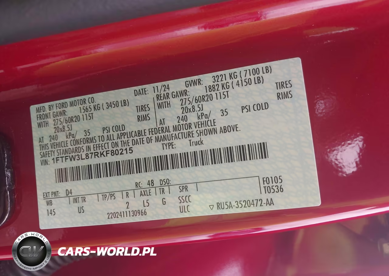 2024 Ford F-150 Xlt VIN:1FTFW3L87RKF80215 - 9