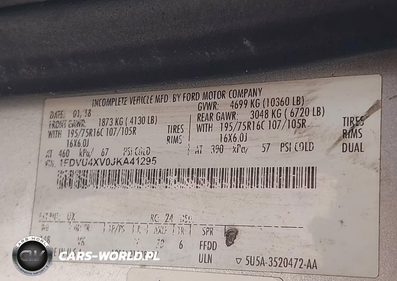 2018 Ford Transit-350 Xl VIN:1FDVU4XV0JKA41295 - 8