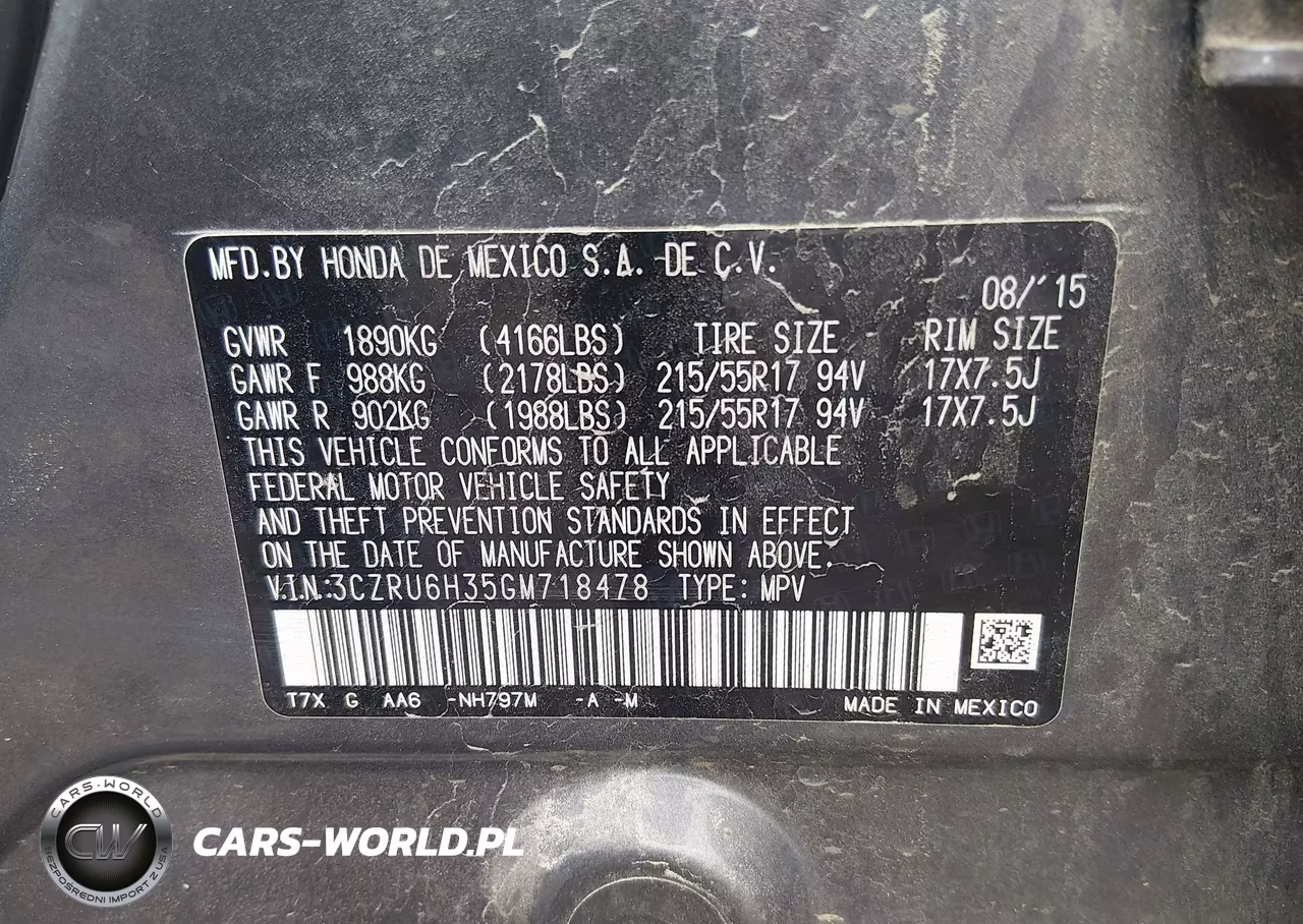 2016 Honda Hr-V Lx VIN:3CZRU6H35GM718478 - 9