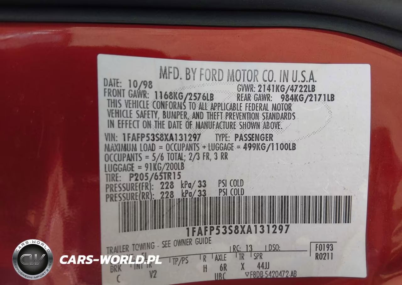 1999 Ford Taurus Se-Se-Ne VIN:1FAFP53S8XA131297 - 9